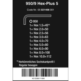 Wera 021406 950/9SM Hex Ski Set