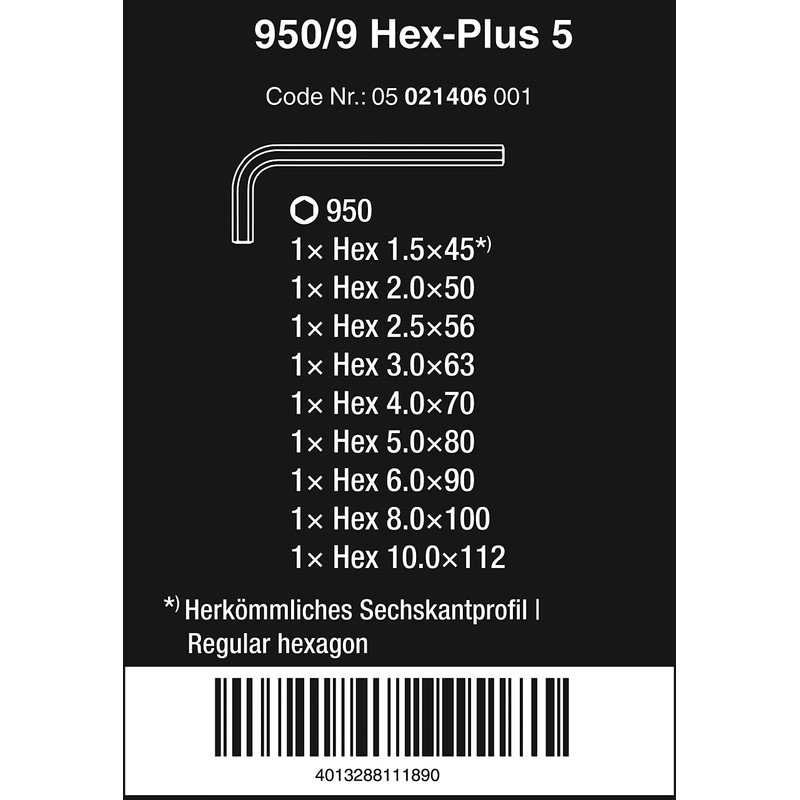 Wera 021406 950/9SM Hex Ski Set