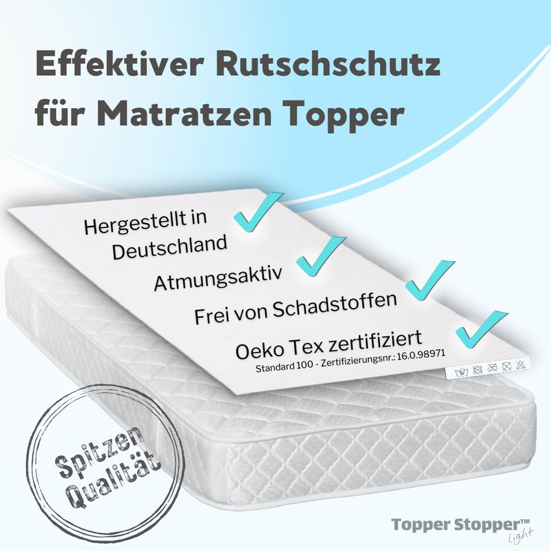 Topper Stopper Light 90 x 200 cm Mattress Protector Non-Slip