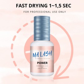 Eyelash Extension Adhesive Glue for lash Extensions, MA LASH Power Professional False Lashes Glue (0.17fl.oz / 5ml) / 1 Sec Fast Drying time/Retention – 8 Weeks/Professional Use Only/Black