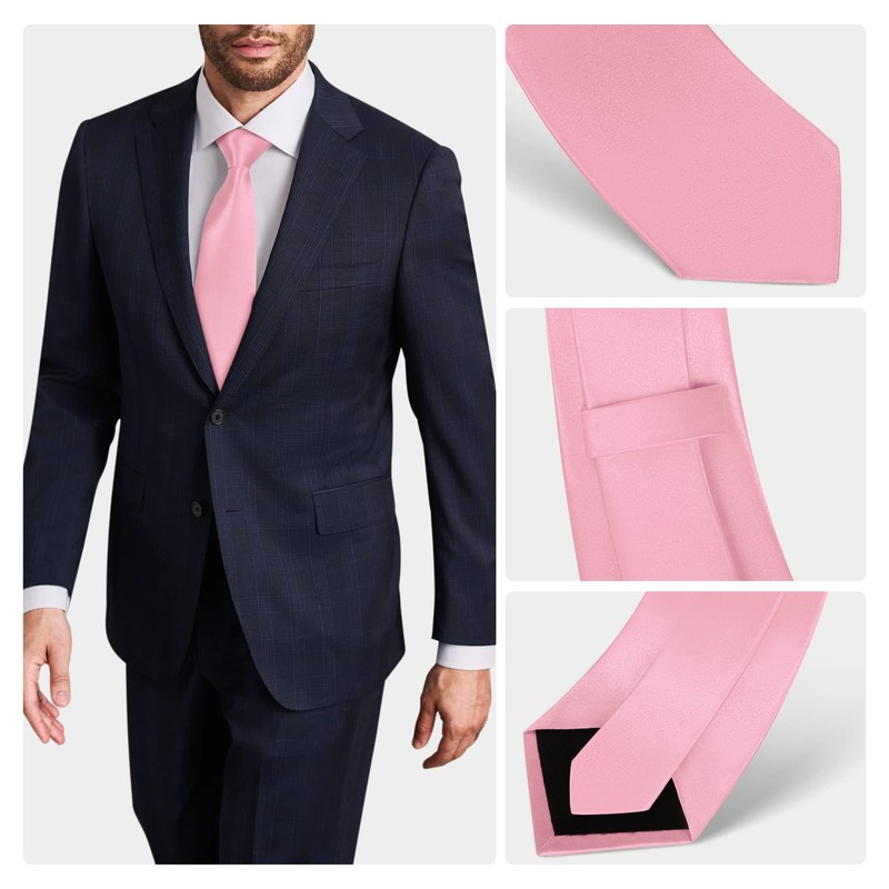 Lollanda Men Ties Pink Wedding Ties Solid Color Ties Formal