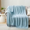 HommxJF Light Blue Knitted Decorative Ball Throw Blankets for Couch,