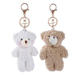Leadigol Plush Bear Keychain Kawaii Cute Bear Keychain Stuffed Bear Plushie Backpack Purse Pendant Gift for Girls,Bear Keychain Backpack Charms Plush Bear Pendant Keyring