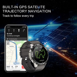 Amoled Military Smart Watch with GPS, Compass, Alititude, Air Pressure, 30M Waterproof, 540mAh 65days Long Standby Time Outdoor Sports Smart Watch Compatiable for Andriod iOS