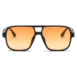 JCTAIFOO Fashion Oversized Square Sunglasses for Women Men, Vintage Retro UV400 Protection Glasses (Black/Gradient Orange)
