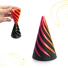 Vordpe Spiral Fidget Toy, 3D Printed Fidget Toy, Spiral Cone Gear Spinner Fidget Toy, for Statue for Desktop Decoration (Cone)