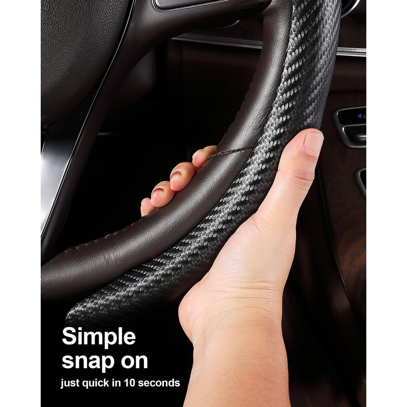 West Llama Flat Bottom Car Steering Wheel Cover,D-Shaped Carbon Fiber