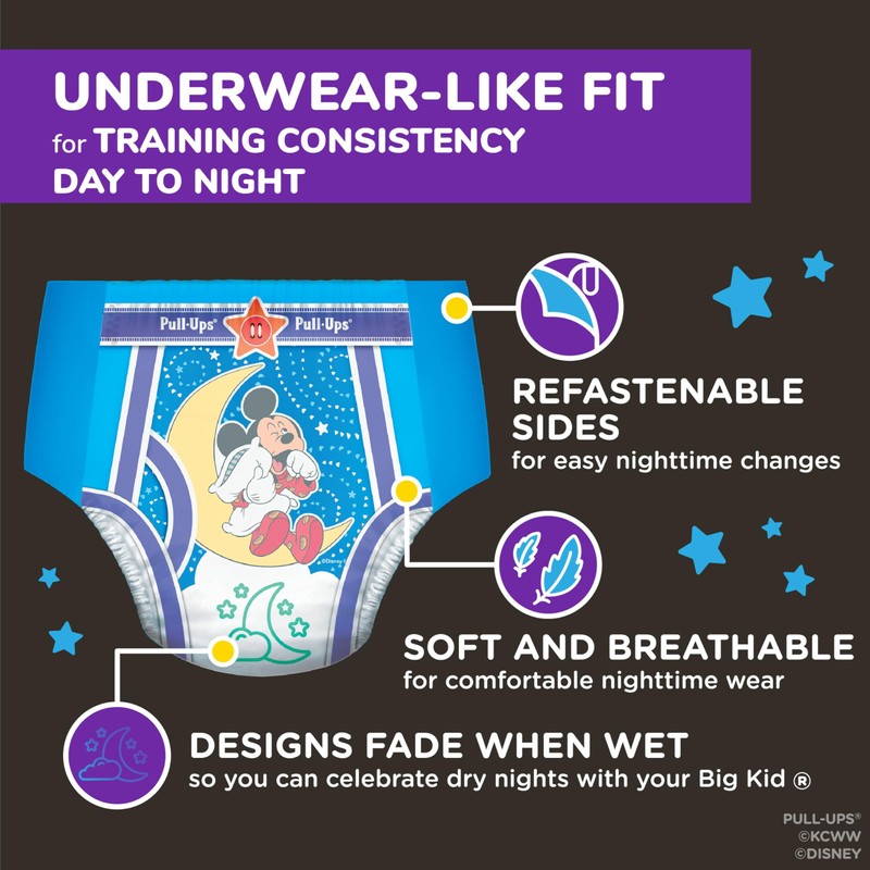 Pull-Ups Boys' Night-Time Potty Training Pants, Size 4T-5T Overnight Training
