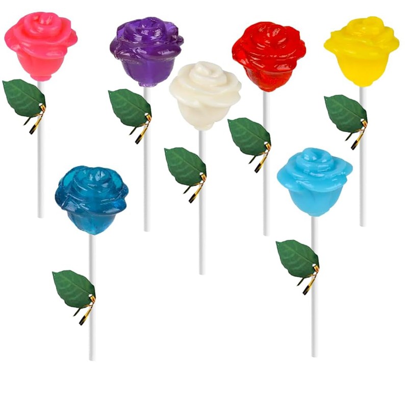 Fruidles Charming Roses Lollipops, Large Lollipop Sucker, Mixed Fruit Flavor,