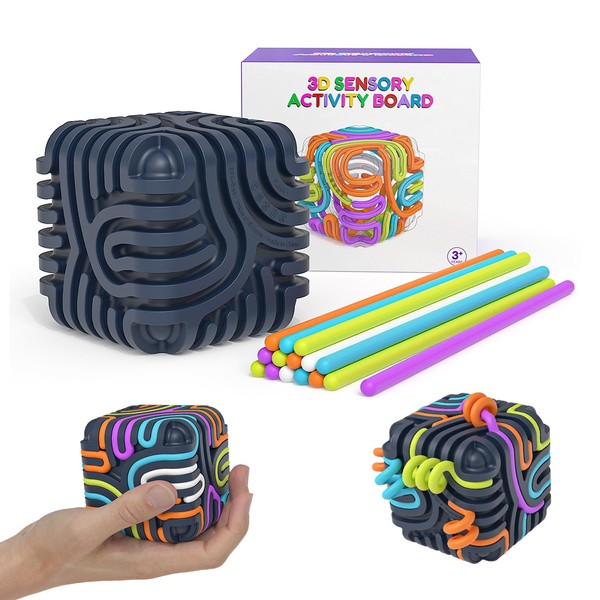 Sensory Activity Board 3D Upgrade, Silicone Cube Fidget Ball Toys,