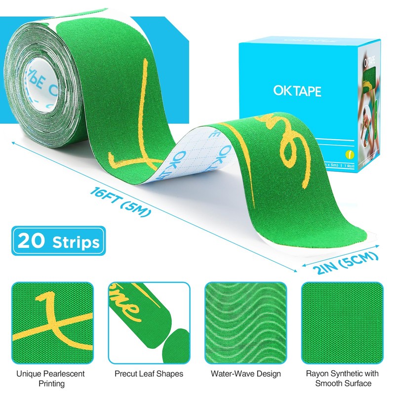 OK TAPE Pearlescent Printed Muscle Tape Pre-Cut Strips,XTREAM Synthetic Kinesiology