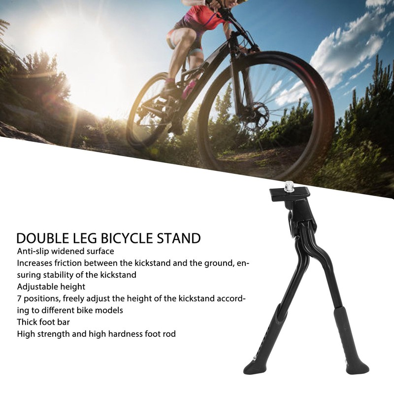 POENVFPO Bicycle Stand, Adjustable Double Leg Aluminium Alloy Bicycle Stand