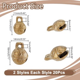 arricraft 40 Pcs 2 Styles Vintage Tibetan Brass Bells, Mini Jingle Round Bell Charms Pendants with Tiger Face for DIY Jewelry Making Wind Chimes Home Door Decoration Accessories