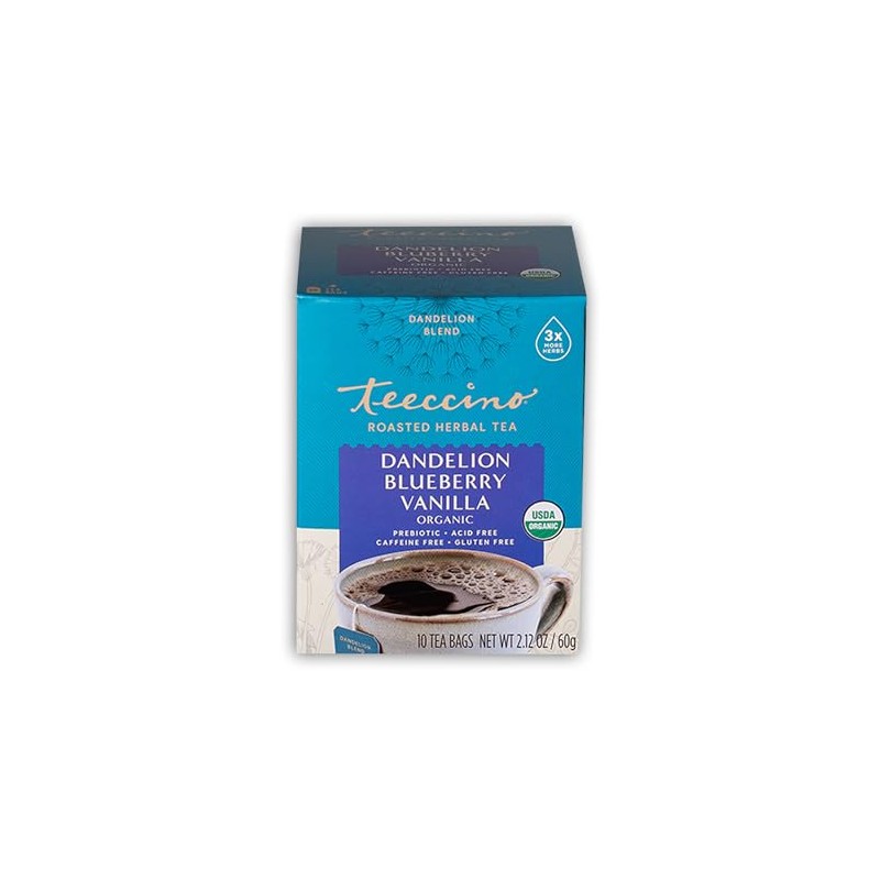 Teeccino Dandelion Blueberry Vanilla Herbal Tea, 10 Count - Rich