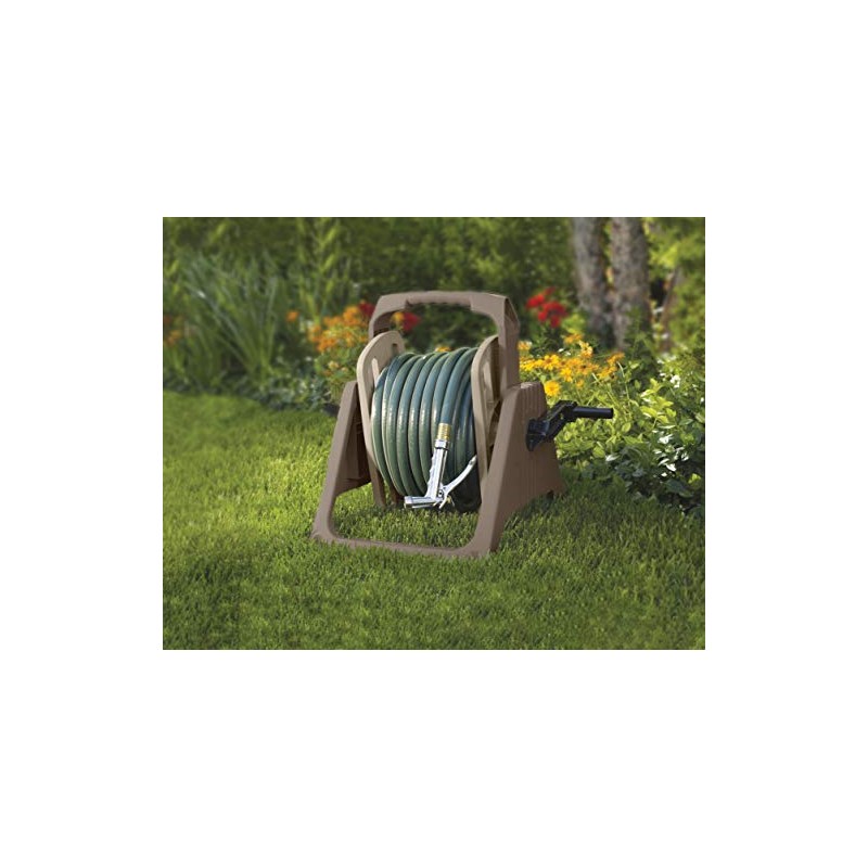 Suncast 100 ft. Portable Wall Mount Garden Hose Reel, Taupe