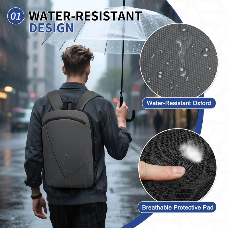 SUIKIHUM Slim Laptop Backpack for Men, Expandable TSA Business Bags