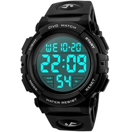 CIVO Mens Digital Sports Watches Military Big Numbers 50M Waterproof Large Face Army Wrist Watch LED Back Light Casual Watch for Men Rubber Black