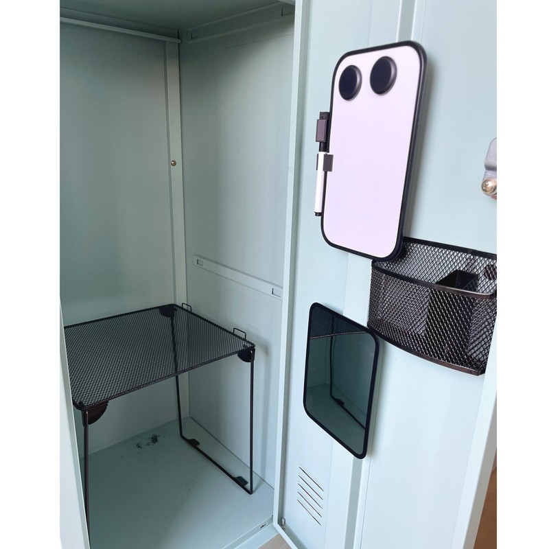 Svartur Black Locker Organizer Kit with Shelf, Shelf, Mirror, Pen