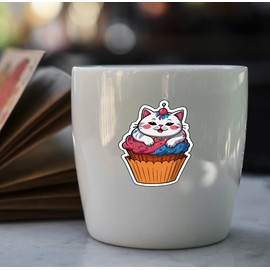 Set of 3 -Cute Cat Cupcake Vinyl Sticker, Kawaii Design, Pink and Blue Decorative Decal,SUV, Van, Window, Bumper, Wall, Laptop, Tablet, Cup,Tumbler Or Any Smooth Surface