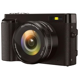 4K Digital Camera for Photography Autofocus, 48MP Vlogging Camera for YouTube with 3'' 180° Flip Screen, 16X Zoom, Anti-Shake,Compact Point Shoot Digital Camera with 32GB Card, 2 Batteries (Black)