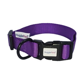 HugglePets Snappy Purple Small 20-30cm Dog Collar | Adjustable Weatherproof Collar with Accessory Ring | Woven Fabric Collar | Small Medium Large Dogs