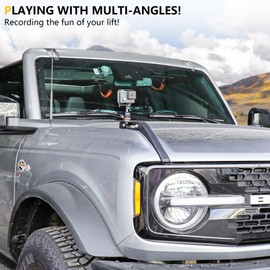 RERPRO for GoPro Action Camera Mount Holder for 2021 2022 2023 2024 2025 Ford Bronco 2/4 Door Exterior Accessories Hood Trail Sights Side Release Handle Mounting 360° Adjustable Black with Ball Mount