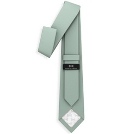 Green Tea Tie Premium Mens Wide Oxford Matt Green Mint Necktie Solid Tuxedo Dusty Fern Color Corbatas (Deep Sage, Wide 3.35")