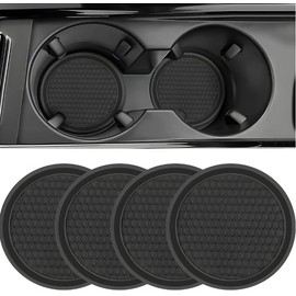 Car Cup Holder Coasters Silicone coaster Slip Insert Black 4 Pack Car Interior