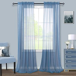 Cortinas de Fondo Transparentes Azul Polvoriento para Decoraciones de Boda, Juego de 2 Paneles, Decoración de Ventana, Gasa Romántica de Chifón, Camino de Mesa para Fiesta, Sala de Estar, Dormitorio