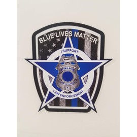 Pack of 10 Thin Blue Line Blue Lives Matter Badge USA Flag Police Car Truck Decal Sticker