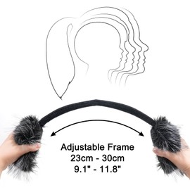 SUNBORRY Women's Faux Fur Earmuffs, Adjustable Foldable Winter Ear Warmers with Soft Cotton Lining, Cold Weather Gift (Black)
