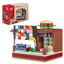 Mould King Creative 24028 Street View Building Blocks Barbecue Shop House Clamping Blocks Modular Building Shop Building Toy MOC Street View Compatible with Other Brands (249 Pieces)