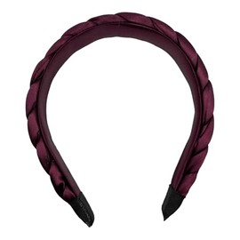 Satin Silk Headband Wide Thick Plaited Braided Twist Turban Padded Hairband Assorted Colours Hair Accessories Fashion Elegant Stylish Headwear for Girls Women (1 Pc Maroon, Standard)
