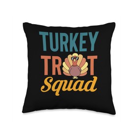 Turkey Trot Squad Running Thanksgiving Throw Pillow