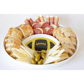 Jeanne Fitz Chip and Dip Serving Set - 14"x10.5" Porcelain Serving Tray for Olive Oil, Balsamic Vinegar, Veggie Tray, Fruit Platter, Caviar Serving Set, Hosting Essentials, Party Trays and Platters