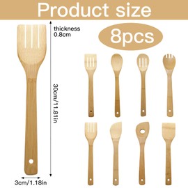 Binnan Holzlöffel Kochen Besteckhalter Kuechenhelfer Set,8-Teiliges Kochutensilien-Set,Kochlöffel Kochgeschirr mit Spatel,Nachhaltiges Kocheneinfach zu Reinigendes Kochgeschirr für Antihaft-Pfannen