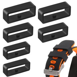 LLOUSSAK 6Pcs Watch Band Loops, Silicone Watch Strap Holder Loops Watch Strap Retainer Black Replacement Watch Band Loop 18mm/20mm/22mm Rubber Watch Strap Keeper for Smart Sport Watches Parts