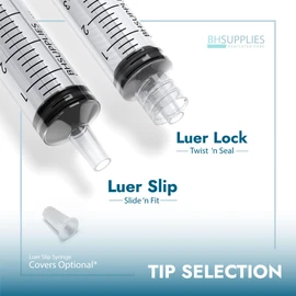 BH Supplies 1ml Luer Lock Tip Syringes (No Needle) - Sterile, Individually Wrapped - 100 Syringes