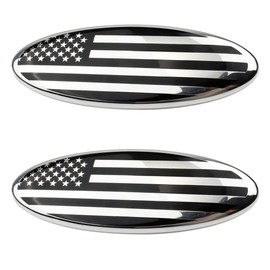 2 Pack Compatible for 2004-2014 F150 Front Grille Rear Tailgate Emblem, 9" Black Oval American Flag Emblem Fits 11-14 Edge, 11-16 Explorer, 06-11 Ranger, 07-14 Expedition