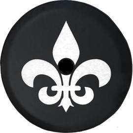 Funny Spare Tire Wheel Cover for Camper SUV Trailer Truck RV JP Thick PVC Leather | Fleur De Lis Black 32 Inch with Backup Camera Hole