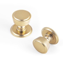 Goo-Ki 6 Pack Cabinet Knobs with Backplate Champagne Bronze Drawer Knobs with Spacer - Single Hole Cabinet Pulls Dresser Handles Zinc Alloy Kitchen Hardware