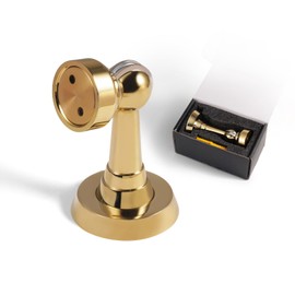 PANALI Magnetic Door Stoppers,Brass Heavy Duty Door Catch,Drilling Door Stop with Screws,Strong Door Holder to Keep Door Open,1 Pack,Bright Gold