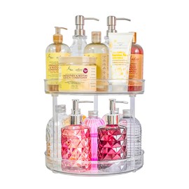 Roninkier 2-Tier Lazy Susan Organizer, Clear PET Rotating Tray 11-Inch