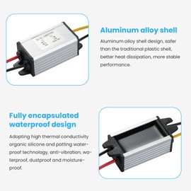 YABOANG 24 V to 12 V Voltage Converter, DC Converter 12 V 5 A 60 W with Fuse, Waterproof, Step Down Converter for Golf Cart LED Light Motor Truck Vehicle Boat and Instruments etc