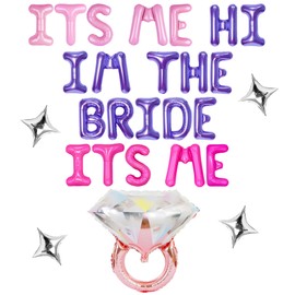 LaVenty It's Me Hi I'm The Bride It's Me Banner Balloons Iridescent Bachelorette Party Decoration Bridal Shower Party Decorations