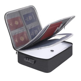 Fireproof Document Bag Organiser with Handle Password Lock A4 File Organiser with 30 Compartments Conference Folder Expandable File Folder for Office Home School Black 29 x 10 x 37 cm