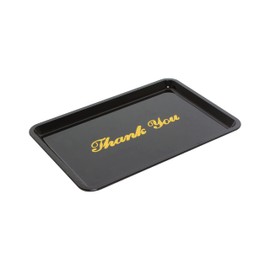 TrueCraftware- 4 1/2" x 6 1/2" Plastic Tip Tray with Gold Thank You Imprint Black Color Set of 12 -Check Presenters for Restaurants Check Tip Trays Check Holders for Restaurants Bars Hotels