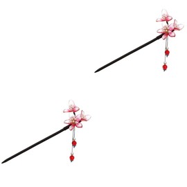 LALAFINA Pcs Multi-functional Hair Stick Chinese Wooden Flower Design Women's Hair Clip Girls Stylish Accessory Compact for Daily Use