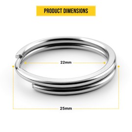 More Than Items Key Ring Set – 10 Pack 25mm - Heavy Duty Split Rings for Car Keys, Crafts, Dog Tags, Keychain Making Projects - Jump Rings for Keychains