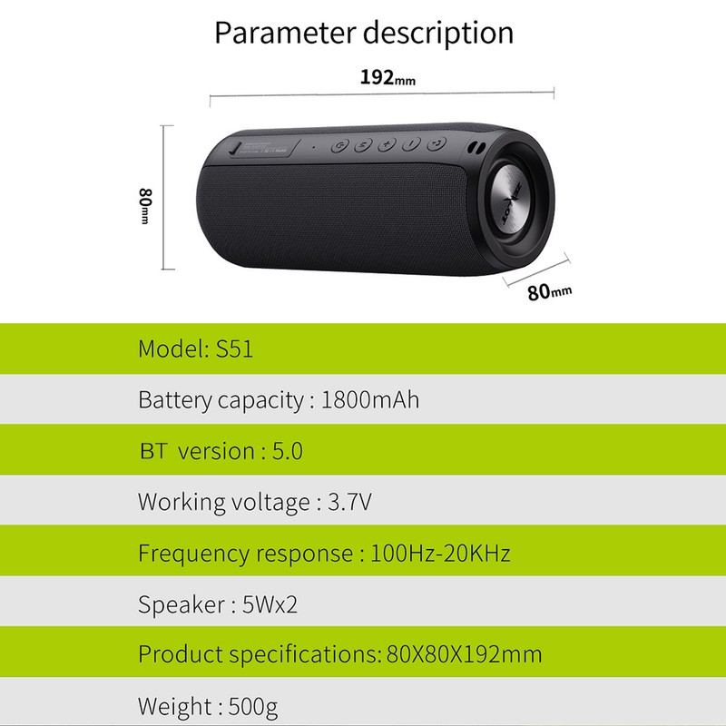 ZEALOT S51 Red Portable Bluetooth Speaker Outdoor 10W TWS Connection